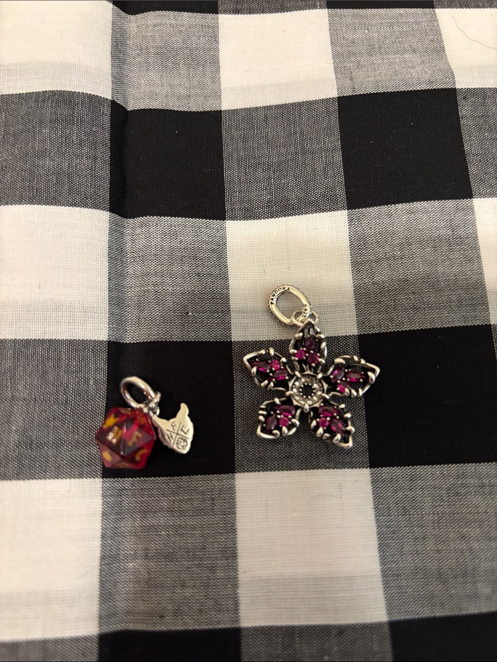 Pandora Pink Stranger Things Charm and Multicolor Cube Charm